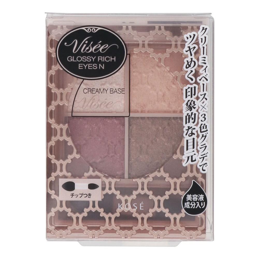 KOSE Visee Glossy Rich Eyes N Eyeshadow Palette with built-in tip, PK-3, 1 pcs