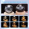 3D Crystal Ball Night Light Inner Carved Luminous Glass Ball Ornament with Wooden Base for Home Decor