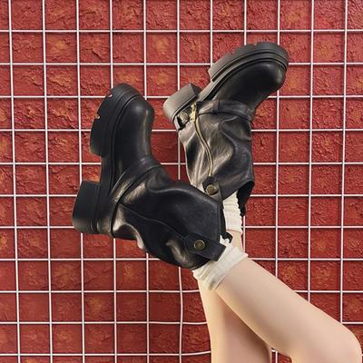 Винтажные женские мотоциклетные ботинки в британском стиле на платформе, осенние современные короткие ботильоны De Mujer