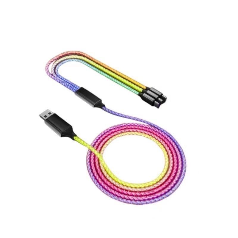 Сверхбыстрый зарядный RGB-кабель с градиентом и мощностью 66 Вт для устройств Apple, Huawei, Android