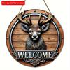 1 шт. 2d плоский деревенский стиль приветственный круглый деревянный знак - 20 см, животная тематика, подходит для домашнего зала, сада, бара, кафе, двери, украшения забора, подарка
