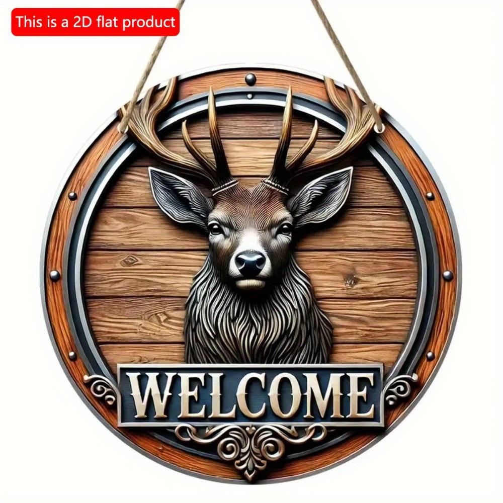 1 шт. 2d плоский деревенский стиль приветственный круглый деревянный знак - 20 см, животная тематика, подходит для домашнего зала, сада, бара, кафе, двери, украшения забора, подарка