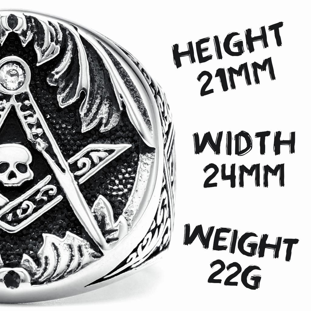Кольцо с масонским черепом из нержавеющей стали 316L для мужчин, глаз истины, масонский камень для всадника, ювелирные изделия для парня, лучший подарок