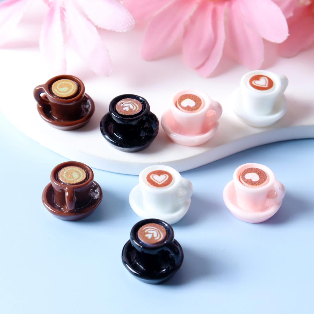 8pcs Cute Multi Color Small Coffee Cups Charm 3D Resin Beverage Cups Earrings Pendant Necklace Keychain DIY Jewelry Make