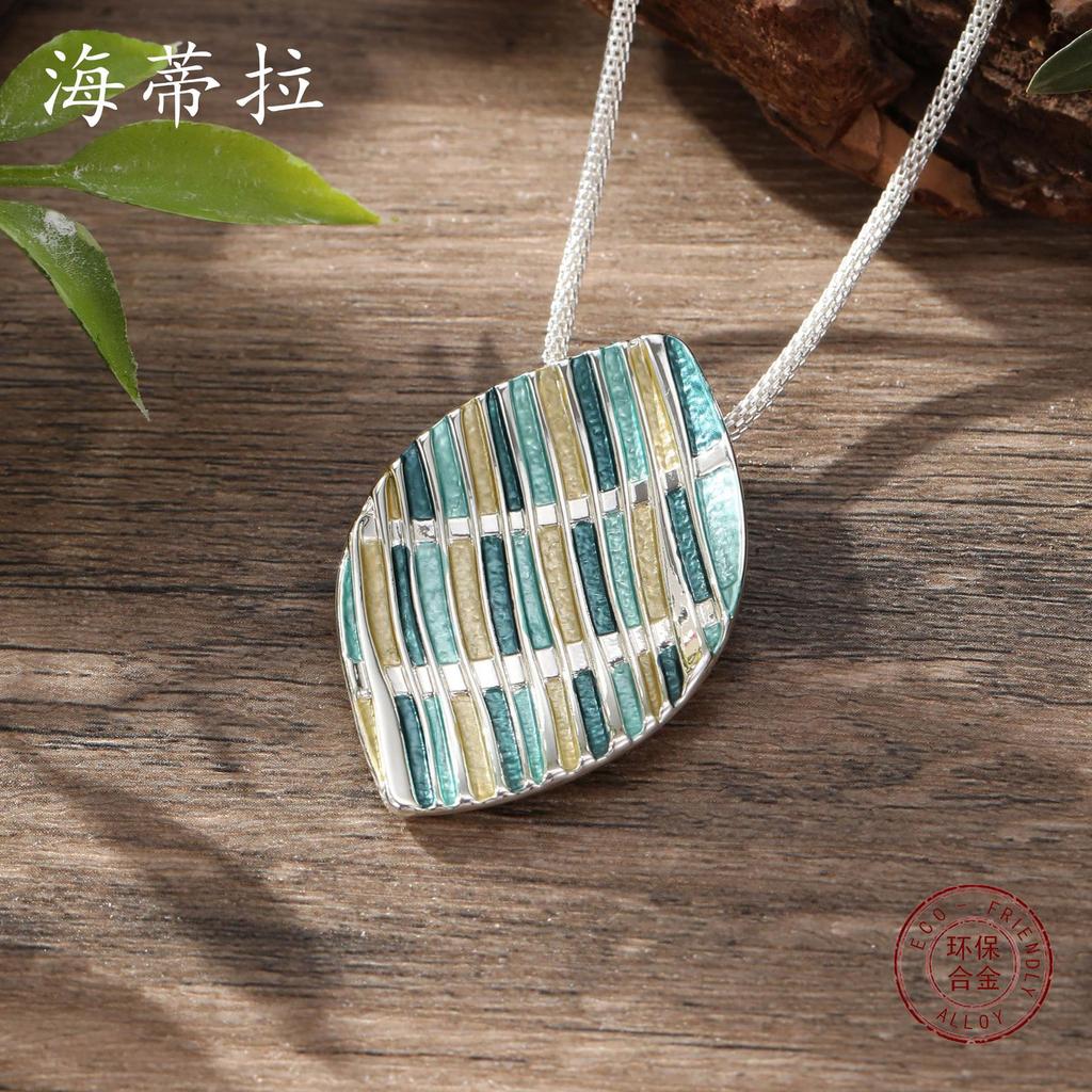 Новая цветная масляная живопись геометрический кулон в виде листа, персонализированный женский универсальный кулон в виде листа