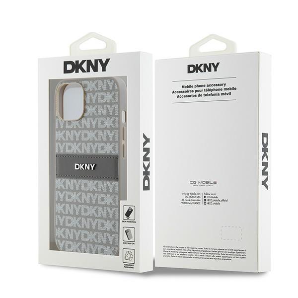 Dkny Dkhcp14Sprthsle Iphone 14 / 15 / 136.1 Beige Hardcase Leather Mono Stripe & Metal Logo
