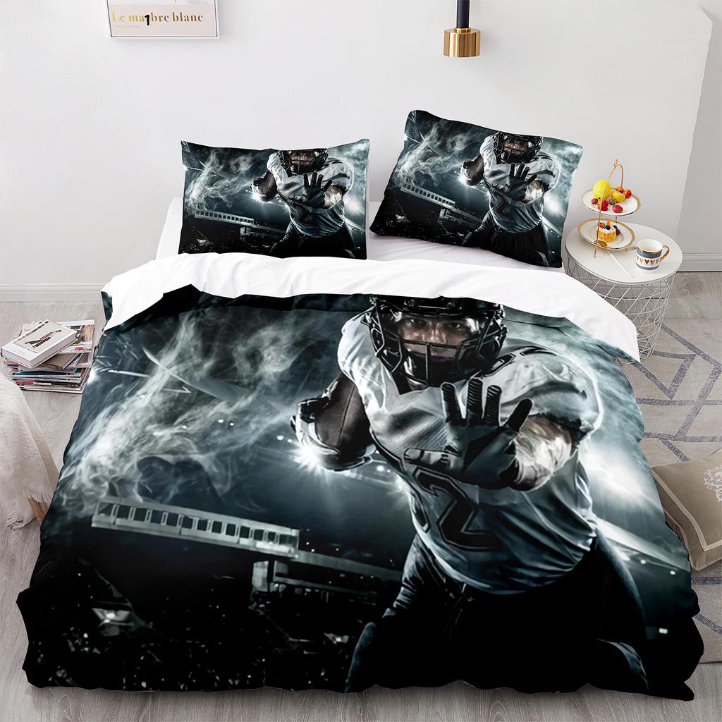 3PC America Football Bedding Microfiber Full/Queen/King/Twin Sport Duvet Cover Set for Boys Girls Teen Speed Victory Quilt Cover