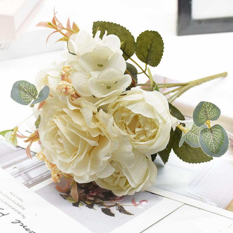 Artificial Rose Peony Bouquet High Quality Fake Flowers Festival Home Decora Diy Crafts Plants Arrangement Wedding Garden Bonsai