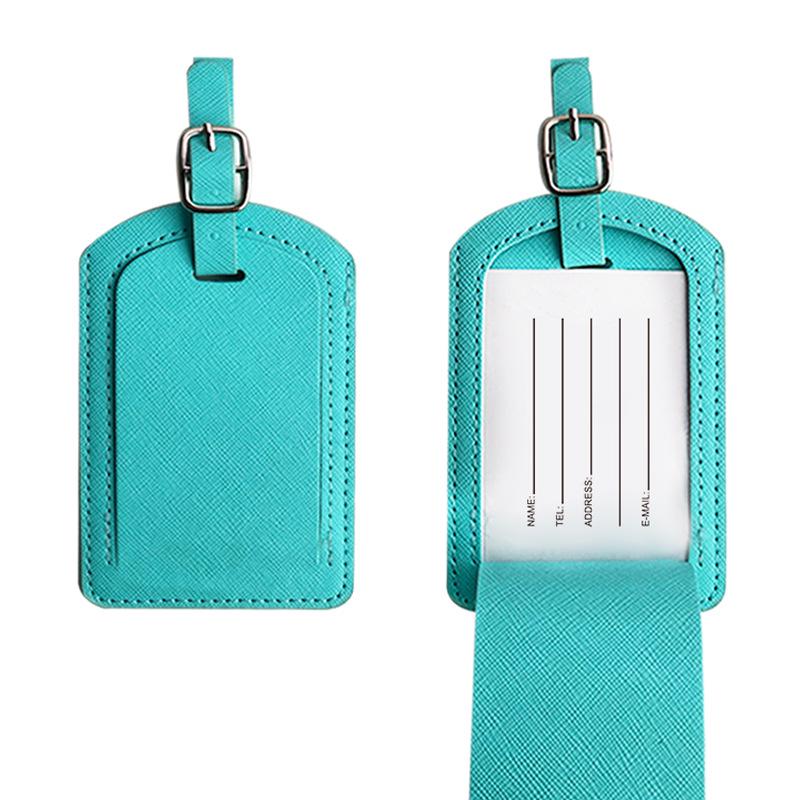 Бирка для багажа из искусственной кожи с разноцветным крестообразным узором и двухслойной окантовкой