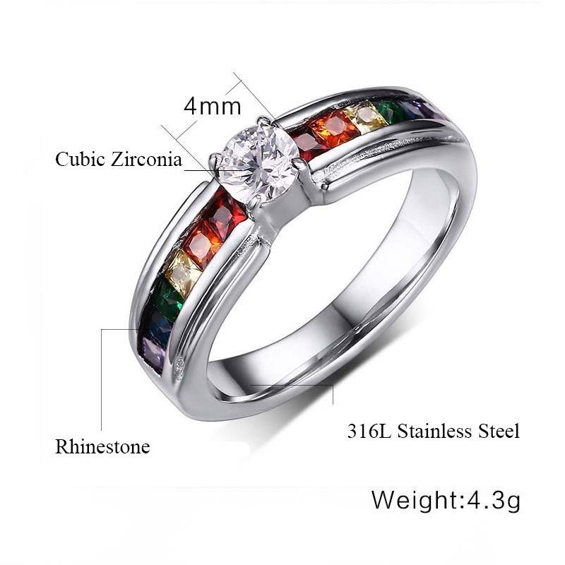 Gay Pride Engagement Promise Rings Lgbt rainbow Zircon Ring