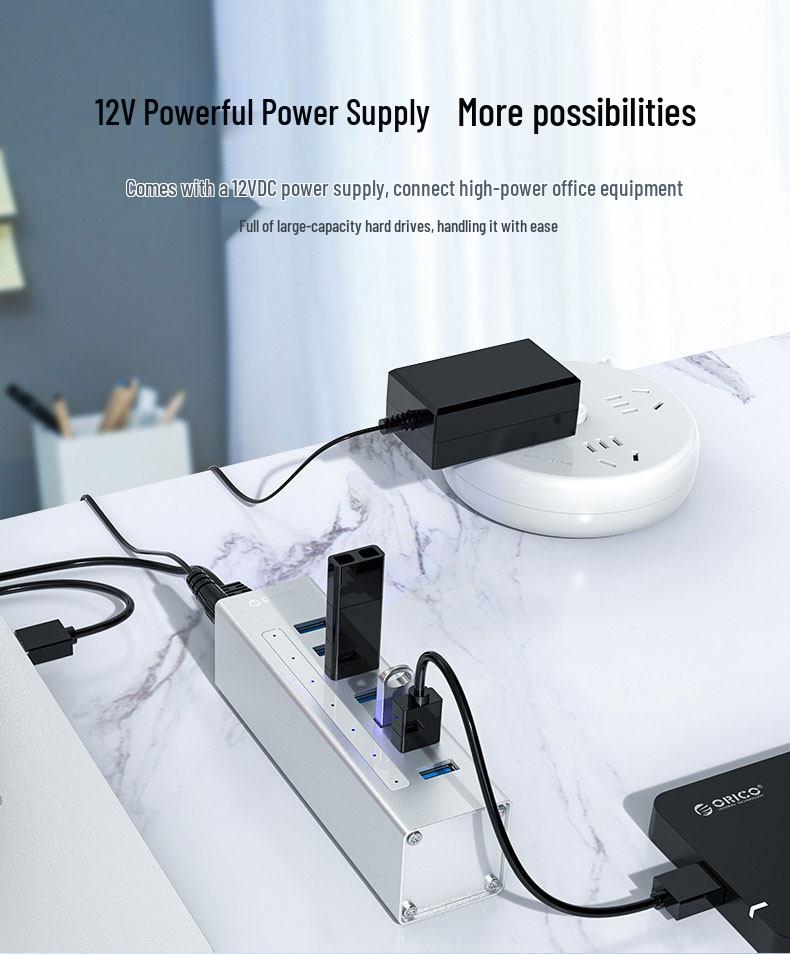 ORICO A3H Высокоскоростной USB 3.0 Четырехпортовый Expansion Hub с блоком питания