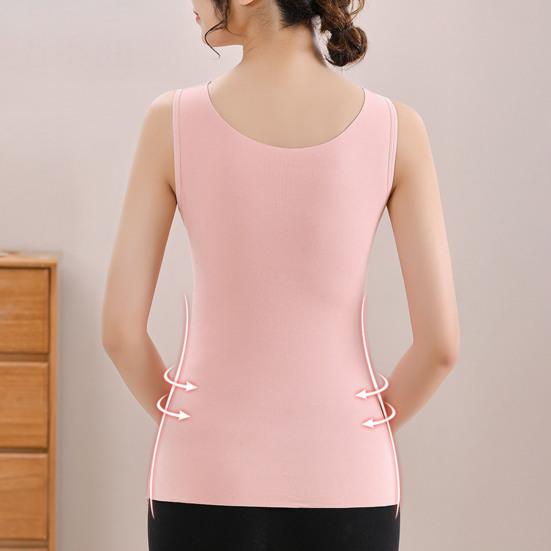 Термомайка для женщин с V-образным вырезом, без рукавов, топ-камисоль с бюстгальтером с подкладкой, зимняя теплая майка, базовая майка с высокой эластичностью