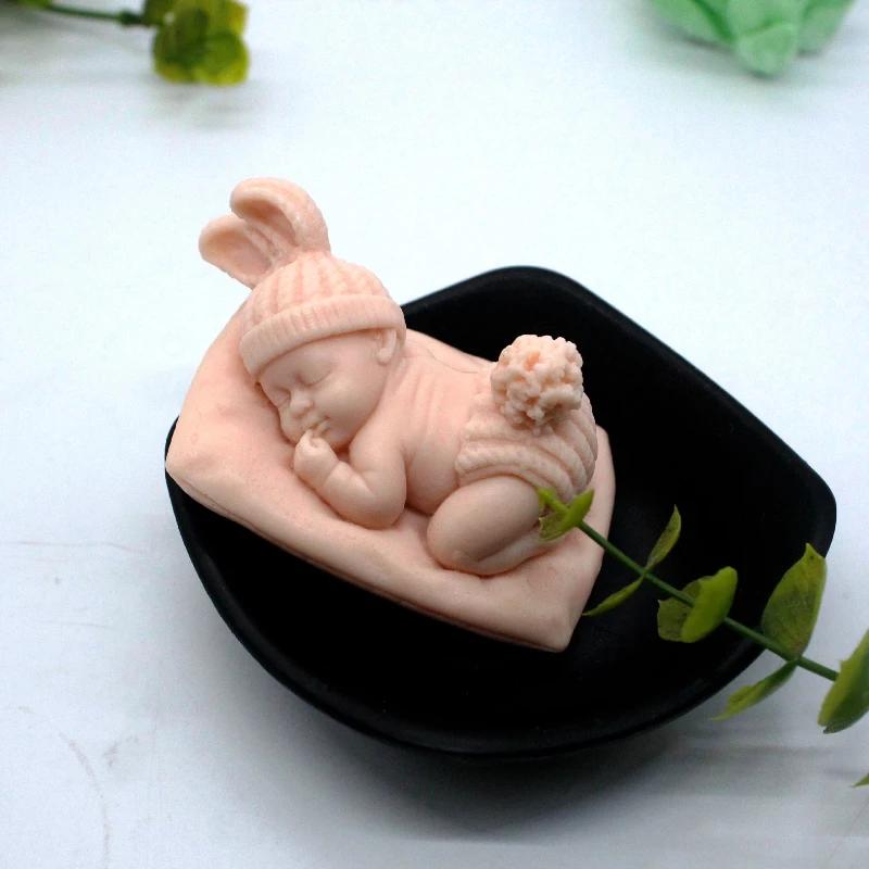 1 Pcs 3d Sleeping Baby Silicone Mold Chocolate Candy Fondant Mold Handmade Soap Candle Plaster Resin Making Tool