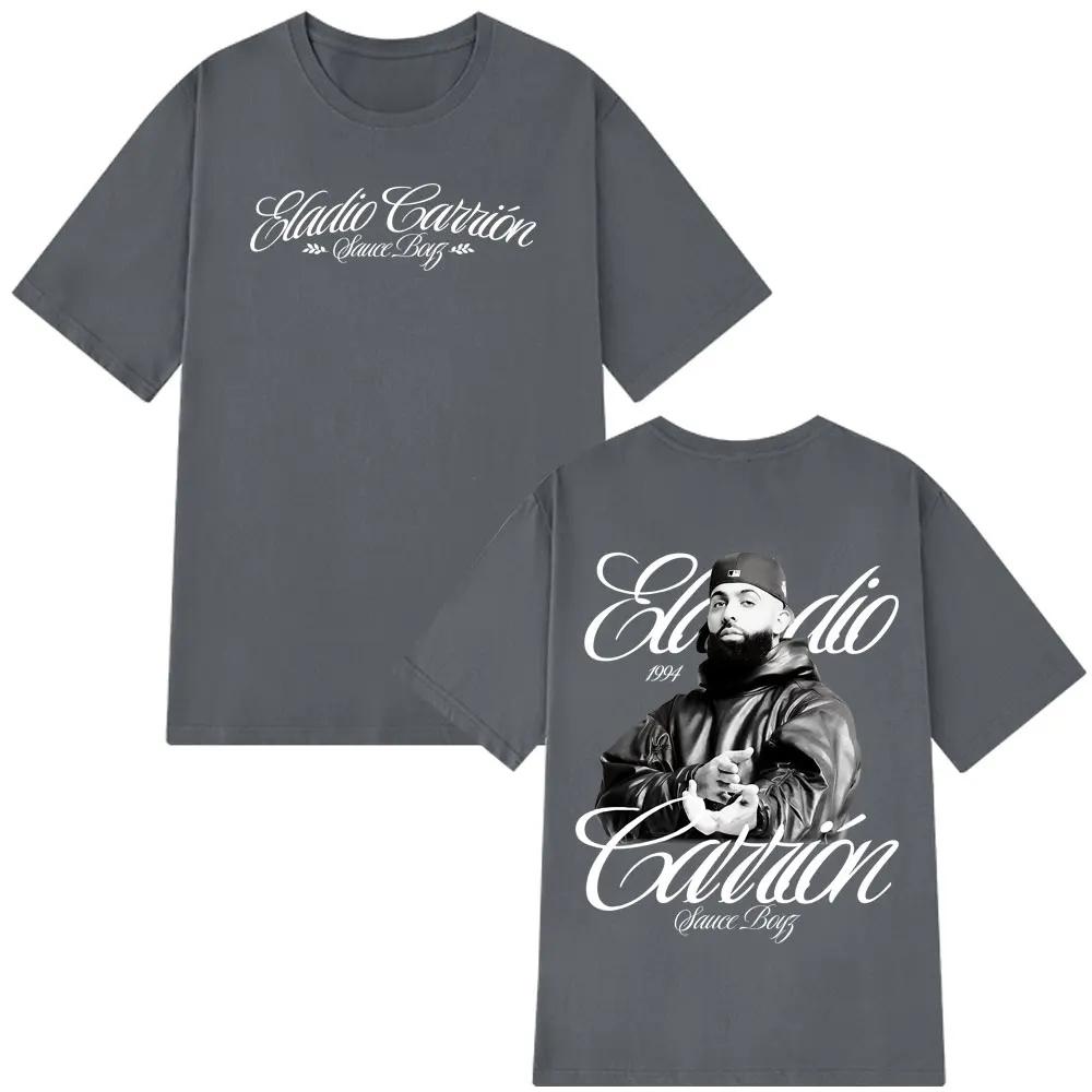Rapper Eladio Carrión Sauce Boyz Tour 2026 Album Tshirt Men Women Vintage Tshirts Shortsleeved Hiphop Punk Streetwear