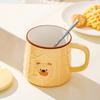 400ml Drinkware Ceramic Cup Household Creative Cute Bear Pattern Mug with Lid and Spoon Green Tea White Coffee Milk Brewing Cups