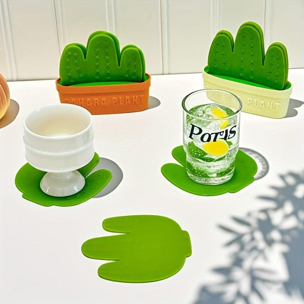 Creative Cactus Coasters Set Anti Scald Decorative Placemats Safe Cactus Cup Mat Tableware