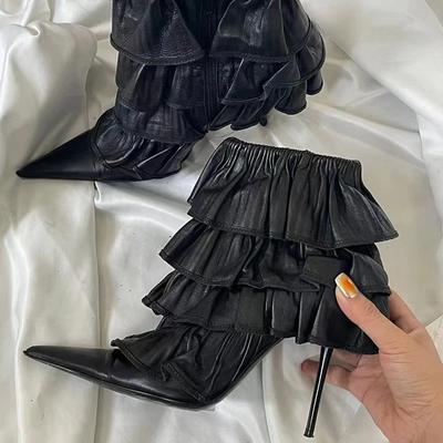 Роскошные дизайнерские женские ботильоны, модные туфли с острым носком, осень-зима, на тонком высоком каблуке, женские короткие ботильоны Morder