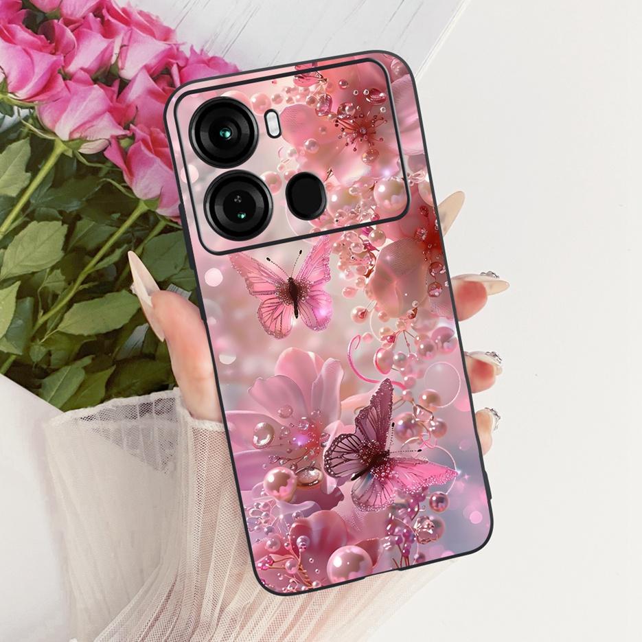 For Itel P40 Plus Case P683L Luxury Butterfly Tree Painted Cover Soft Silicone Phone Case For Itel P40 P662L P 40 ItelP40 + Bags