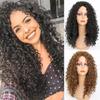 African Women's Fashion Black Brown Wig Without Bangs Curly Hair Long Curly Wig Afro Wigs for Women