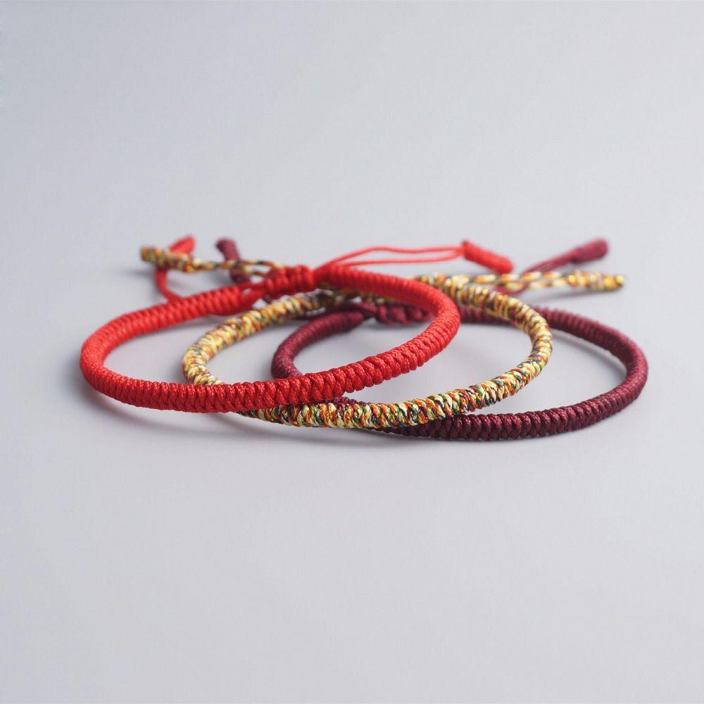 1 шт./3 шт. Счастливые украшения Регулируемый плетеный браслет из красной веревки Буддийские узлы Тибетский