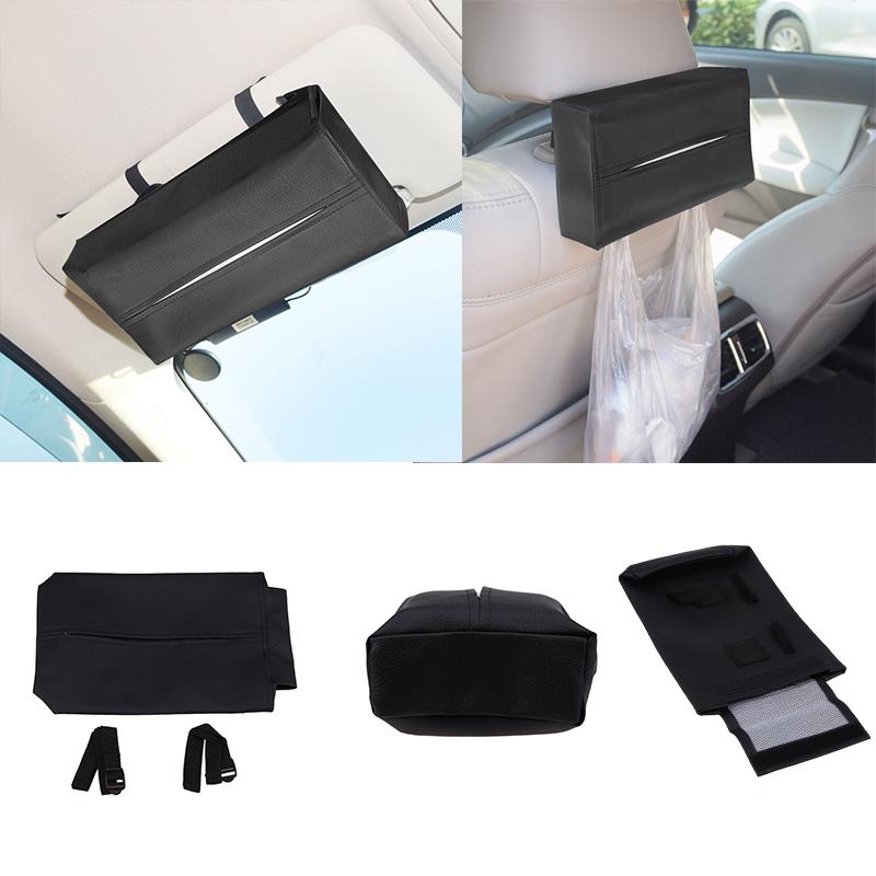 Tissue Box Holder Car Tissues Holder Napkin Case Hanging Paper Towel Organizer PU Leather Box Backseat Paper Towel Holder