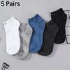 5 Pairs Men's Breathable Cotton Socks Sports Socks Slash Mesh Casual Athletic Cut Short Summer Thin Short Ankle Sock
