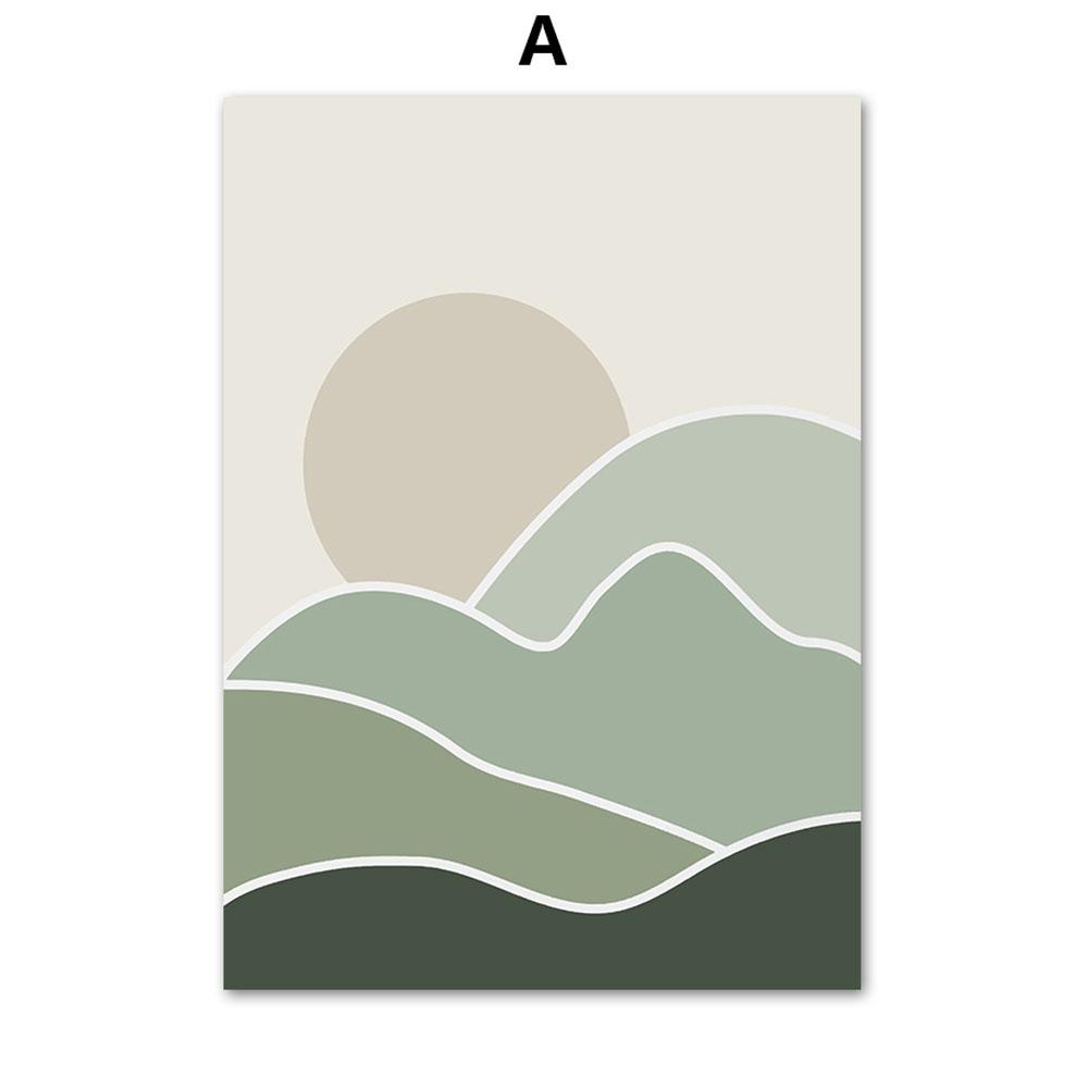 Sage Green Inhale Exhale Abstract Boho Wall Art Холст Картина Скандинавские постеры и принты Настенные картины для декора гостиной