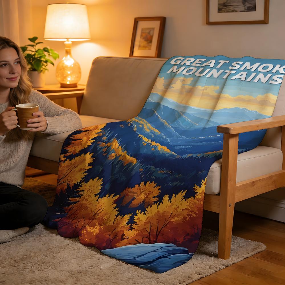 Throw High-Density Short Plush Blanket For Sofa Nap Air-Conditioned Room Soft Skin-Friendly Great Smoky Mountains National Park