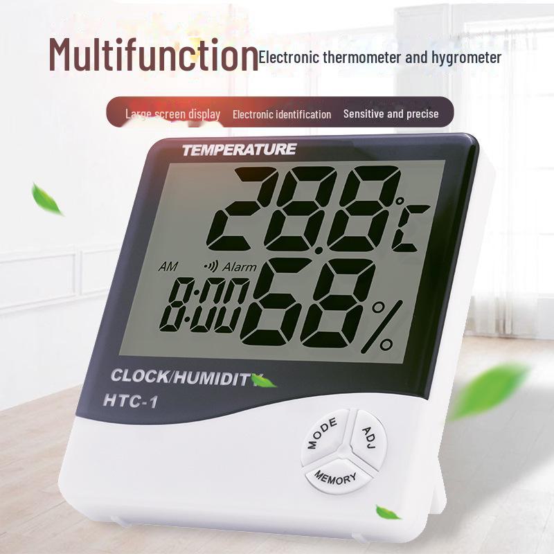 Цифровой комнатный термометр и гигрометр HTC-1 с будильником для детских комнат