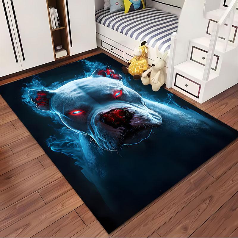 "Fierce Glowing Pitbull Design" suitable as a non-slip mat for the living room or bedroom sofa