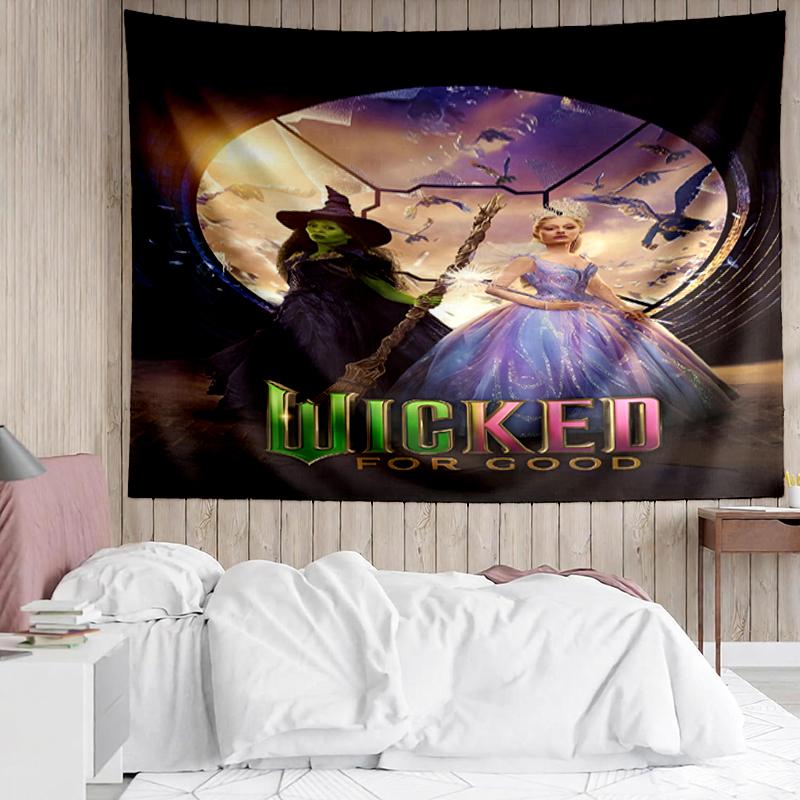 Wicked Print Tapestry, Backdrop, Easy Setup, Ideal for Bedroom, Office & Living Room, with Aesthetic Wall Hanging Decor.