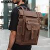 Men's Large Capacity Genuine Crazy Horse Leather Backpack for 15.6" Laptops – Trendy European & American Casual Travel Bag