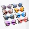 Солнцезащитные очки-бабочки Diamond Butterfly, солнцезащитные очки без оправы с градиентом Diamond, женские ретро-очки-бабочки со стразами для лета и пляжа
