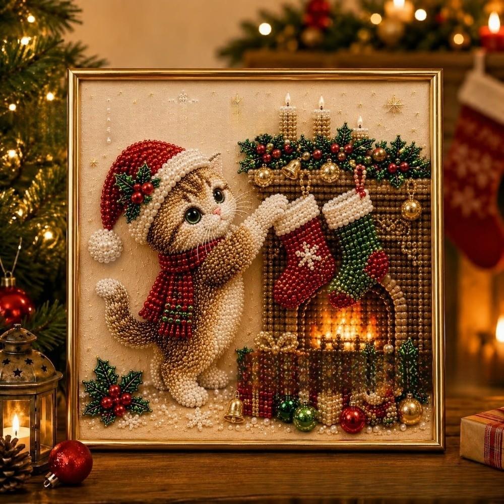 Handmade Christmas Rhinestone Painting Art Kit With Frame Santa Crystal Painting Set Christmas
