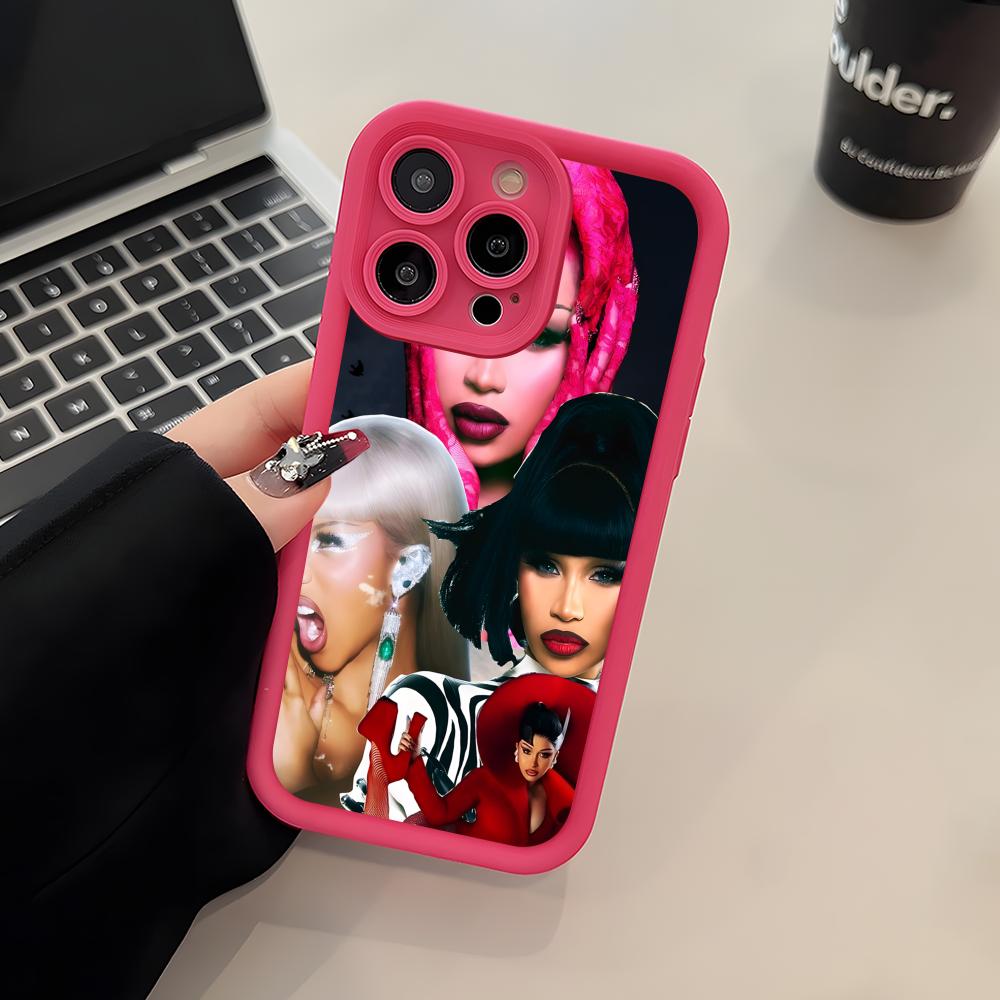 Плотный ТПУ чехол для мобильного телефона Cardi B для iPhone 17 16 15 14 13 12 11 Air Pro Max Plus Цветная крышка