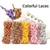 1 Pair Sneaker Shoelace Colorful Striped Shoelace 1CM Wide Flat Shoe Laces 100/120/140/160CM Shoe Laces Shoe Accessories