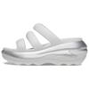 Mega Crush Metallic Triple Strap Comfortable Versatile Slide Sandals Women Sandals White Silver 210459-1OQ