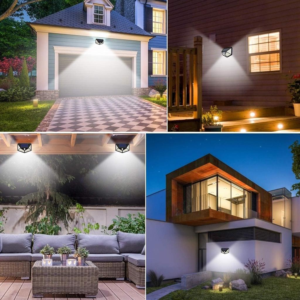 100 LED Solar Outdoor Garden 4 Side 3 Intelligent IP65 Solar Sensor 100 LED Motion Sensor No Battery Automatic Suitable for Outage (6 Pieces) Light,