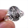 Natural Black Rutile Gemstone 925 Solid Sterling Silver Jewelry Ring Size 8 L3Z16