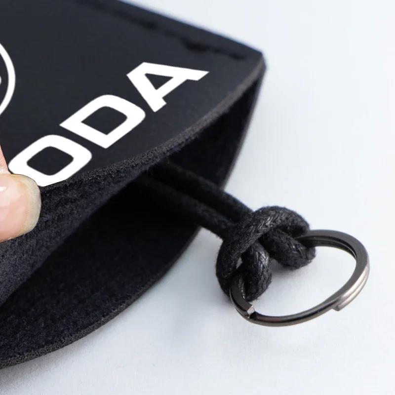 Card case key chain key case leather car key cover shell buckle for Skoda fabia 2 octavia 3 rapid superb Accessories Led Luggage WL5