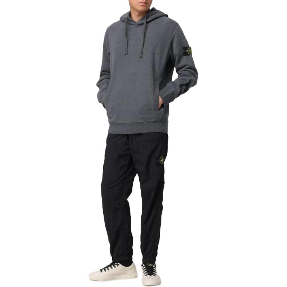 STONE ISLAND Однотонный худи с принтом логотипа, с длинным рукавом, мужской свитшот, серый 811560820-V0M67