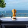 Shiny Smooth Solar Figure Dog Car Dashboard Toy, Yellow Puppy Nodding Figure, Auto Swing Powered Figurine Toy for Office Desk, Cute Animal Decor Kids