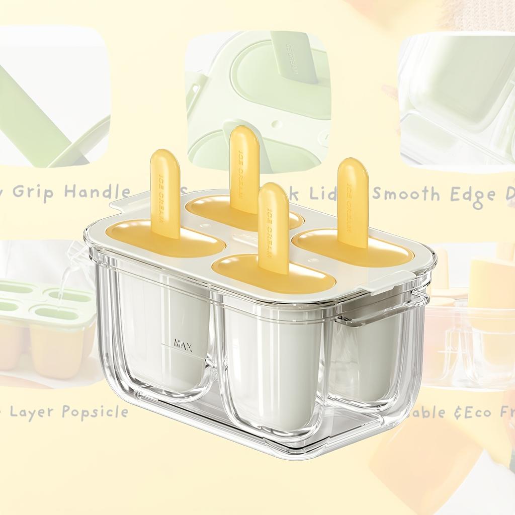 1pc Easy-Release Popsicle Maker-4Leak-Proof Molds for Juice/Fruit.BPA-Free,transparent,warm water release.Homemade popsicle tool