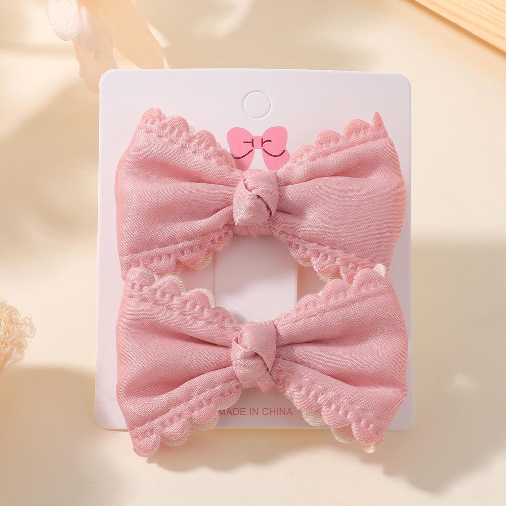 2pcs/set Cute Cotton Plaid Flower Prints Bow Hair Clips Baby Girls Summer Bowknot Hairgrips Barrettes Headwear Hair Accessories