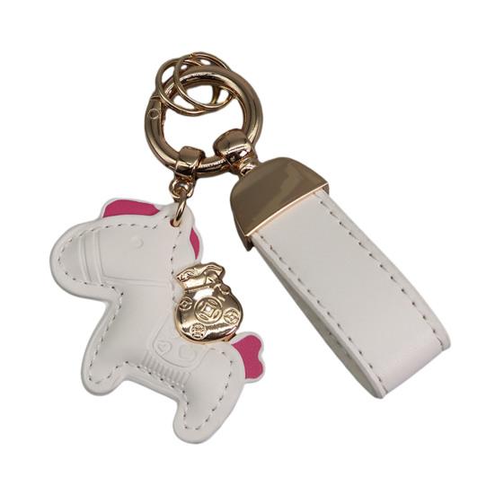 Key Chain Imitation Leather Horse Keychain Pendant Year of Horse Design Key Holder Bag Car Accessory