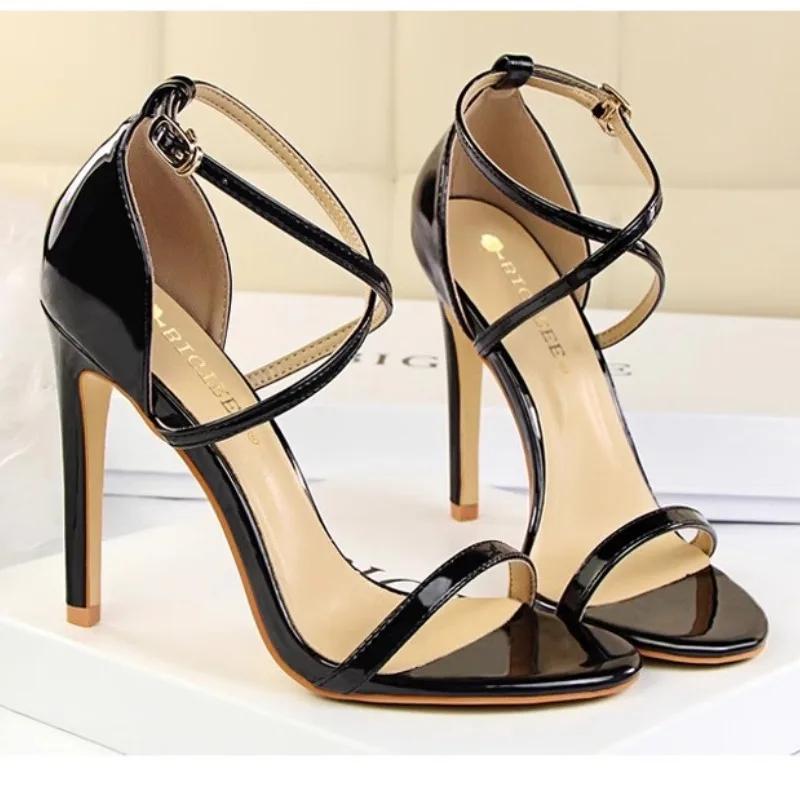 Fashion Women Classic Gladiators Fetish 8cm High Heels Sandals Lady Champagne Low Mid Heels Sandles Stripper Platform Summer Shoes