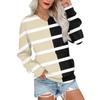 Женская повседневная модная полосатая толстовка с V-образным вырезом и длинным рукавом, легкая толстовка с карманами