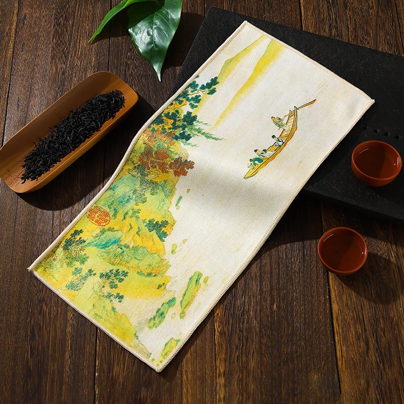 Suede Flannel Lint-Free Absorbent Tea Towel - Ancient Style, High-Grade, Multi-functional Design
