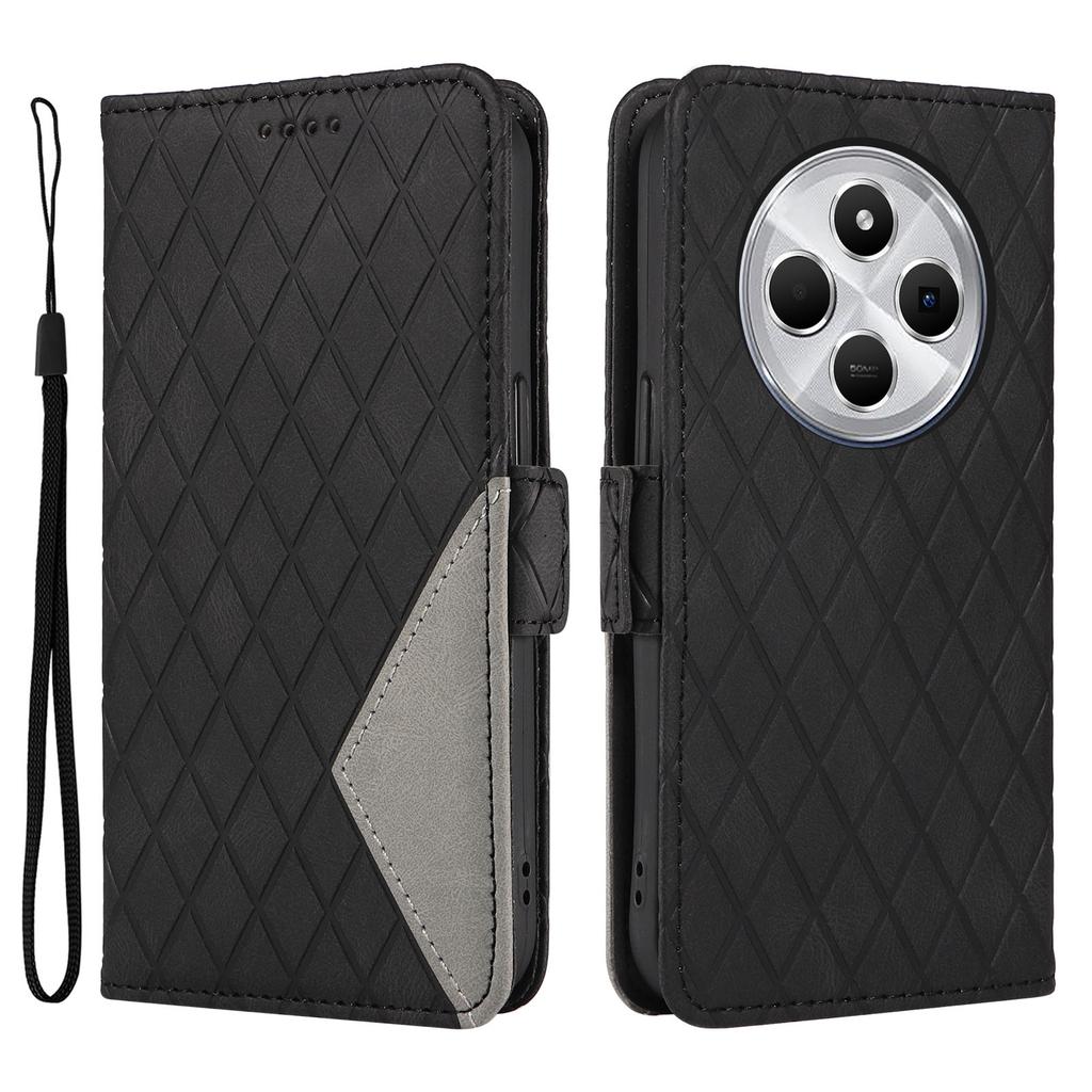 Чехол-книжка с ромбовидным PU-кожаным кошельком для Xiaomi Poco C75 4G/Redmi 14R 5G/14C 4G