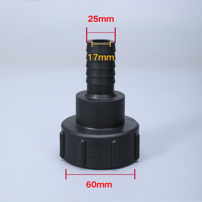 Адаптер для IBC-бака, входное отверстие 60 мм, крупная резьба на 1/2", 3/4", 1", 2 дюйма, черный шланг, соединитель для труб, аксессуары для садового крана и газона